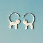 Sterling Silver Cat Earring 1 Pair - Silver - One Size