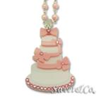 Sweet Pink Dolly Cake Swarovski Pearly Long Necklace Pink - One Size