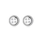 Fashion Personality Button Stud Earrings With Cubic Zircon Silver - One Size
