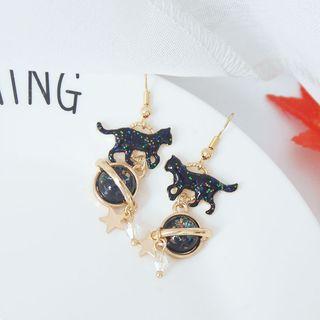 Cat Planet Dangle Earring As Shown In Figure - One Size