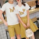 Couple Matching Short-sleeve T-shirt / Plaid Shorts / Plaid A-line Skirt