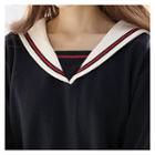 Contrast-trim Sailor-collar Pullover