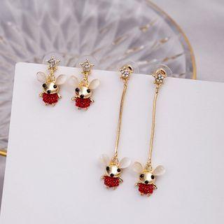Non-matching Rhinestone Mouse Earring