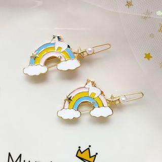 Rainbow & Unicorn Faux Pearl Hair Clip