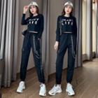 Long-sleeve Lettering T-shirt / Harem Pants / Set
