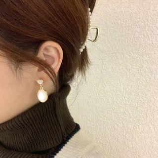 Retro Oval Resin Dangle Earring 1 Pair - Gold - One Size