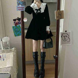 Ruffle Long-sleeve Mini Dress