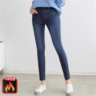 High-waist Napped Skinny Jeans