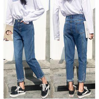 Lettering Straight Cut Jeans