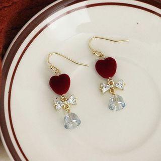 Flocking Heart Rhinestone Dangle Earring