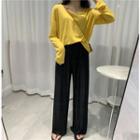 Drawstring Pleated Wide-leg Pants