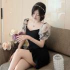 Embroider Ruffle Mini Dress