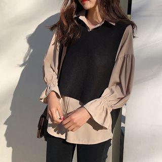 Set: Vest + Chiffon Shirt
