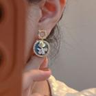 Flower Rhinestone Alloy Dangle Earring Gm1051 - Stud Earring - 1 Pair - Gold - One Size