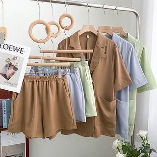 Set : Plain Oversize Blazer + High-waist Shorts