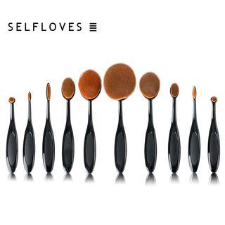 Set Of 10: Long Handle Foundation Brush Set Of 10 - As Shown In Figure - One Size