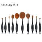 Set Of 10: Long Handle Foundation Brush Set Of 10 - As Shown In Figure - One Size