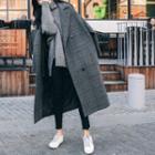 Plaid Double-breasted Long Wool Coat