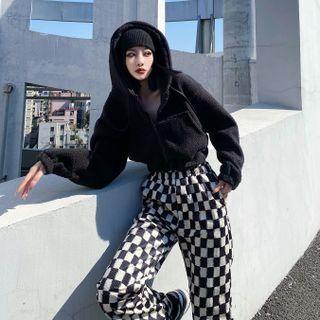 Check Straight Leg Pants / Zip Hoodie
