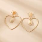 Alloy & Shell Heart Dangle Earring 1 Pair - 14282 - Gold - One Size