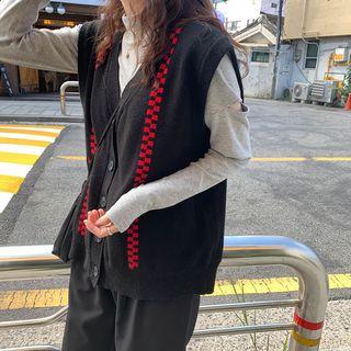 Check Trim Knit Vest