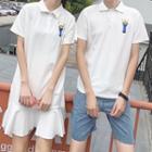 Couple Matching Short-sleeve Torch Print Polo Shirt / A-line Dress