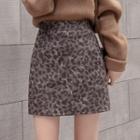 High-waist Leopard A-line Skirt