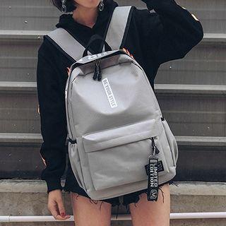 Lettering Strap Detail Oxford Backpack