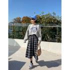 Long Flared Plaid Skirt