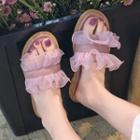 Frill Trim Flat Slide Sandals