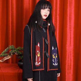 Cartoon Pattern Scarf Black - One Size