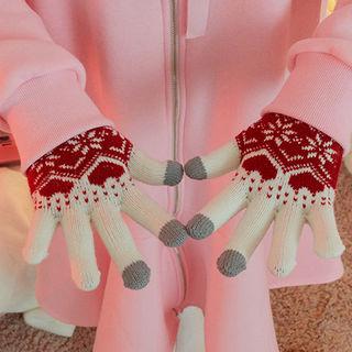 Touchscreen Snowflake Knit Gloves