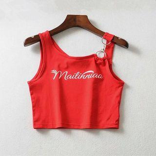 Metal-accent Lettering Cropped Tank Top