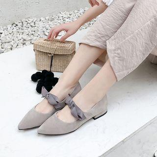 Genuine Leather  Bow Accent Flats