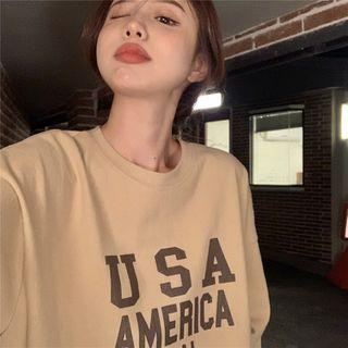 Short-sleeve Printed Loose T-shirt As Figure - One Size