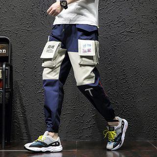 Drawstring Waist Embroidered Cargo Pants