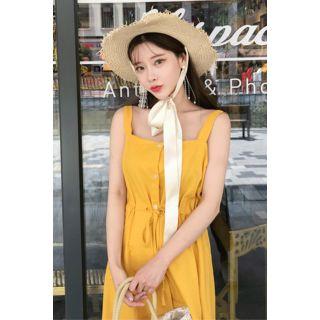 Sleeveless Drawstring-waist Midi Dress