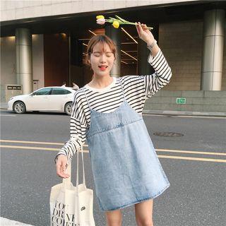 Loose-fit Washed Denim Spaghetti Strap Dress