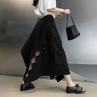 Eyelet Asymmetrical Skirt