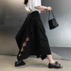 Eyelet Asymmetrical Skirt