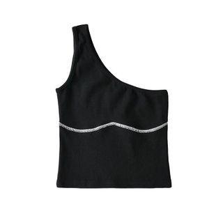 One-shoulder Striped Tank Top