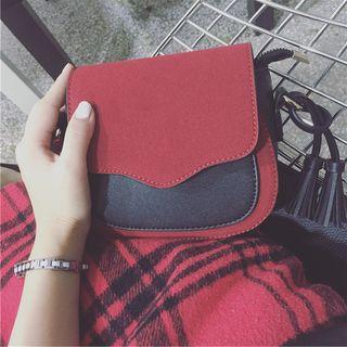 Faux Suede Panel Shoulder Bag
