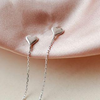 Heart Drop Earring 1 Pair - Earrings - Chain - Love Heart - One Size