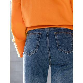 Plus Size Turnup-hem Washed Jeans