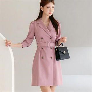 Puff-sleeve Coatdress With Belt