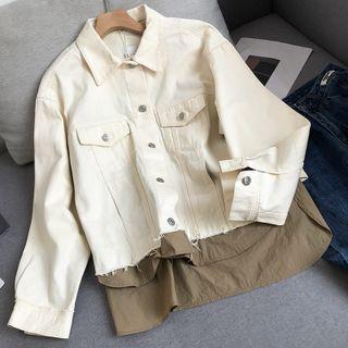 Mock Two-piece Panel Jacket Almond - One Size