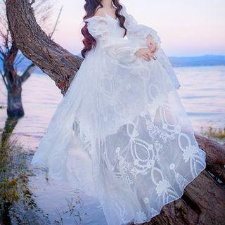 Long-sleeve Maxi Lace  Dress