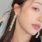 Flower Faux Pearl Dangle Earring Stud Earring - 1 Pair - White - One Size