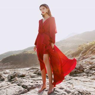 Long-sleeve Maxi High-low Sundress