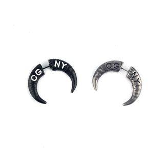 Stainless Steel Lettering Horn Through & Through Earring